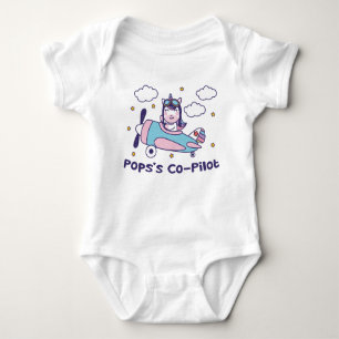Pops's Co-Pilot - Unicorn Airplane Baby Bodysuit