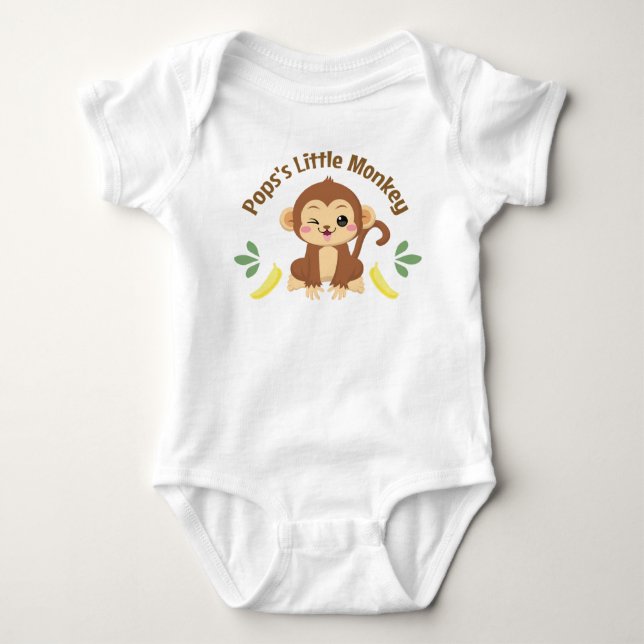 Pops's Little Monkey Baby Bodysuit (Front)