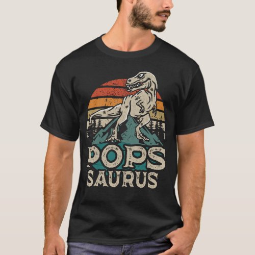 Popssaurus Dinosaur Grandpa Saurus Fathers Day T_Shirt