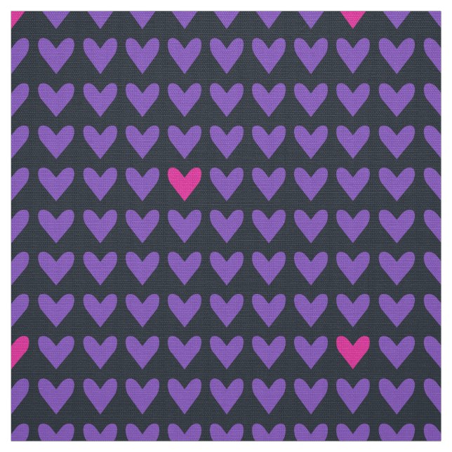 POPSTAR - Mod Purple and Hot Pink Valentine Hearts Fabric (Swatch)