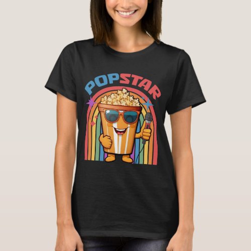 Popstar Popcorn Woman Funny  T_Shirt