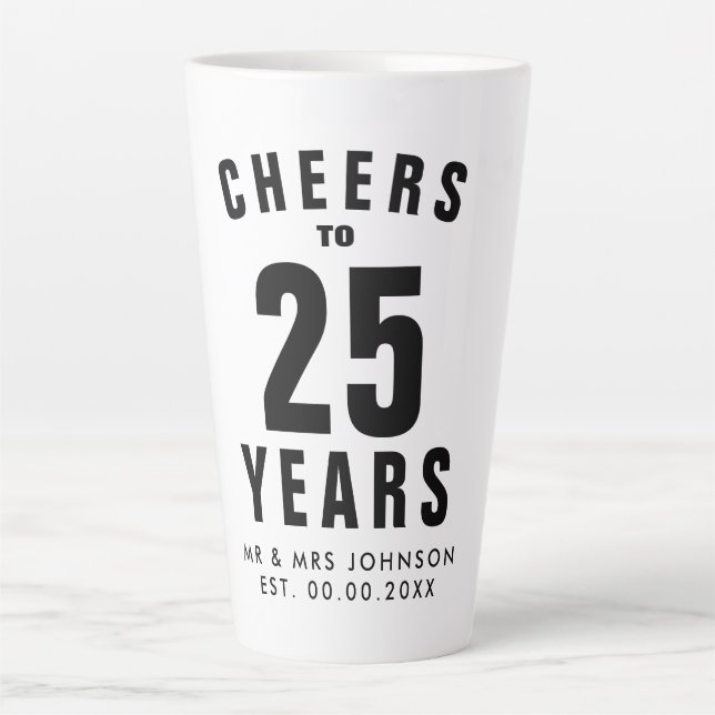 Popular 25th wedding anniversary latte mug gift (Front)