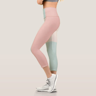 Popular Abstract Blush Pink Mint Collection Capri Leggings