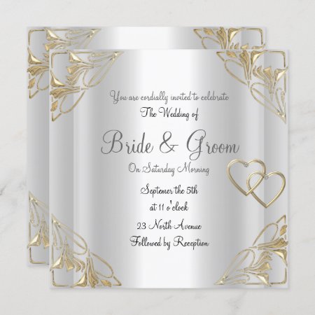 Popular And Elegant  Silver  Wedding Invitation