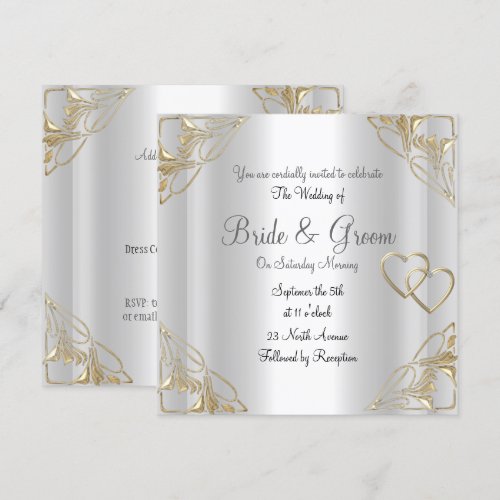Popular and Elegant  Silver  Wedding Invitation