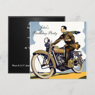 Popular Art Deco motorbike Invitation