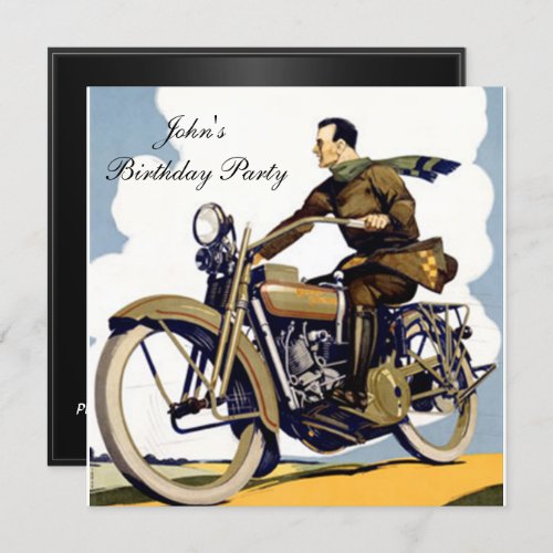 Popular Art Deco motorbike Invitation