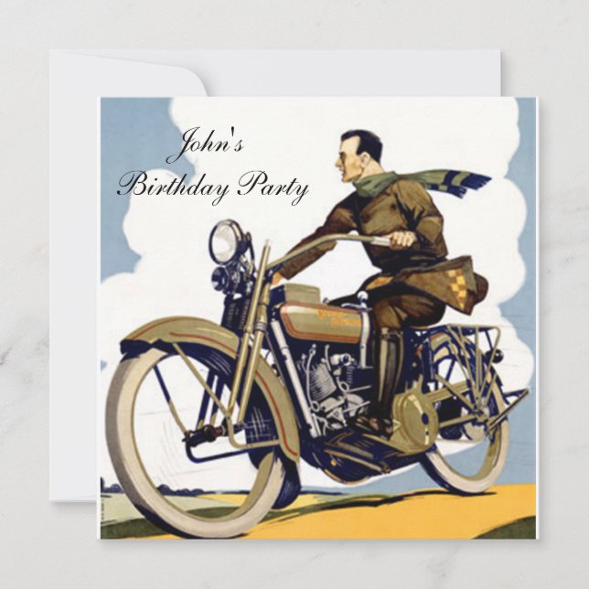 Popular Art Deco Motorbyke Invitation (Front)
