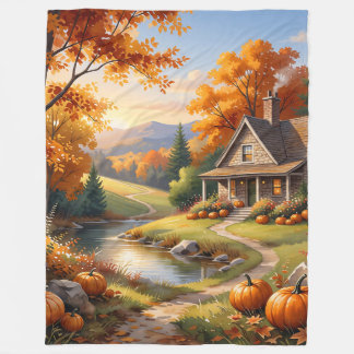 Popular Autumn Golden Thanksgiving Collection Fleece Blanket
