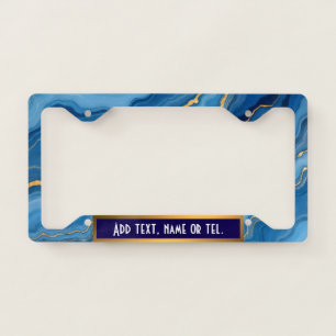 Popular Azure Blue Gold Marble Collection License Plate Frame