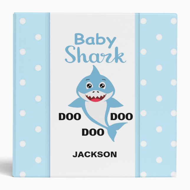 Popular Baby Shark Boy Memory Book  3 Ring Binder (Front)