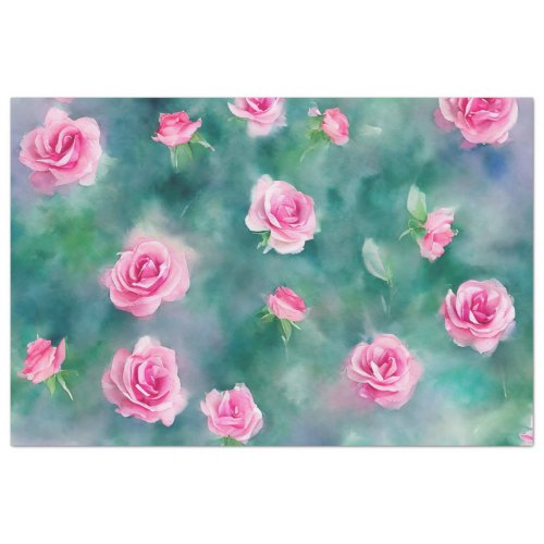 Popular Beautiful Watercolor Pink Roses Collection Tissue Paper
