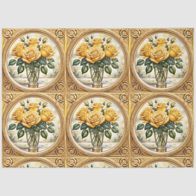 Popular Beautiful Yellow Rose Collection Tissue Paper (Front)