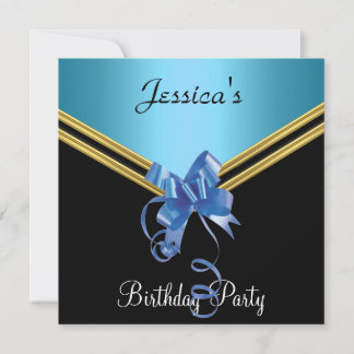 Popular Black Blue and Bow Party Invitation