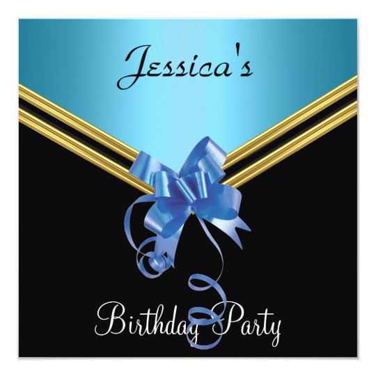 Popular Black Blue and Bow Party Invitation