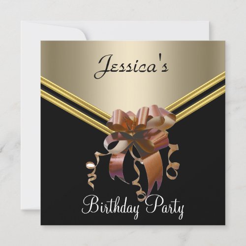 Popular Black Caramel and Bow Party Invitation