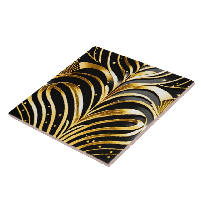 Popular Black Gold Art Deco Collection Ceramic Tile (Side)