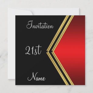 Popular Black Red birthday invitation