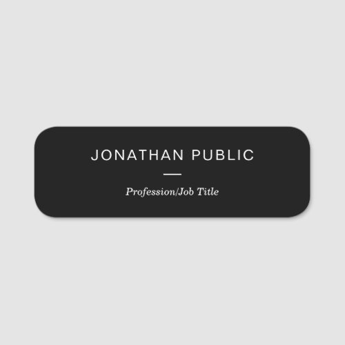Popular Black White Modern Simple Template Staff Name Tag