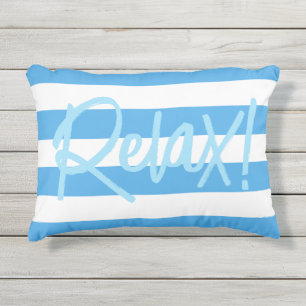 Popular Blue and White Wide Stripe Outdoor Pillow