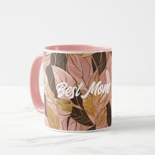 Popular Blush Pink Gold Boho Leaves Collection Mug