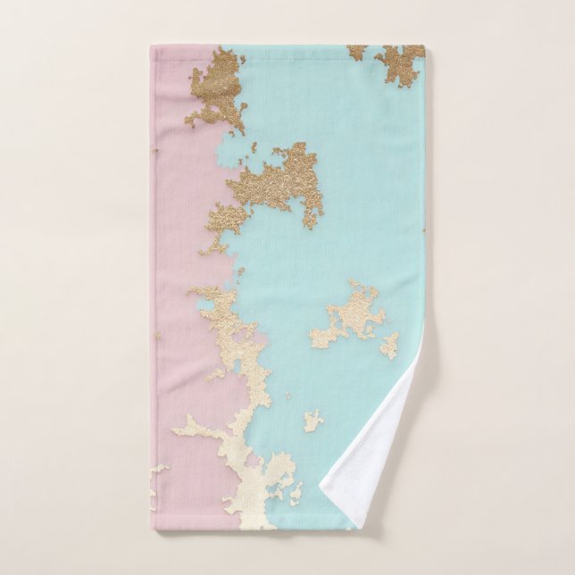 Popular Blush Pink Mint Gold Luxury Collection Bath Towel Set (Hand Towel)