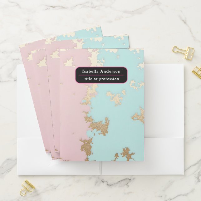 Popular Blush Pink Mint Gold Luxury Collection Pocket Folder (In Situ)
