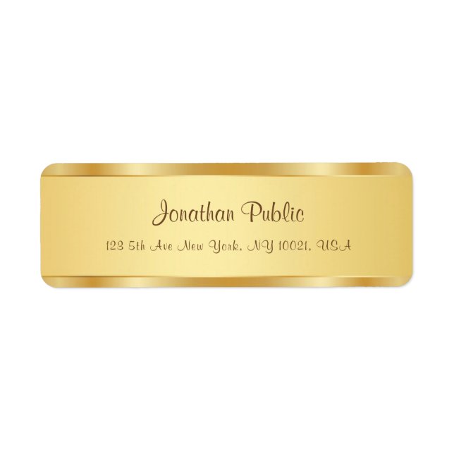 Popular Calligraphy Script Name Text Gold Modern Label (Front)
