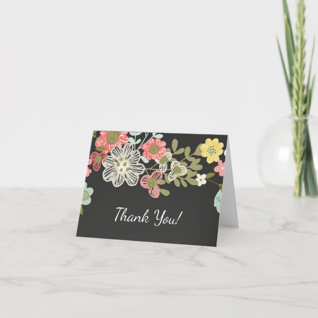Popular Chalkboard Floral Thank You Note (Front)
