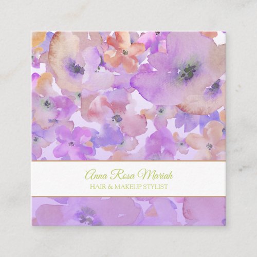 Popular Chic Floral Pattern Spa Girly Beauty Square Business Card