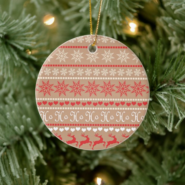 Popular Christmas Holiday pattern Ceramic Ornament (Tree)