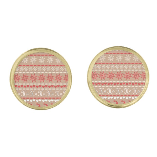 Popular Christmas Holiday pattern Cufflinks (Front)