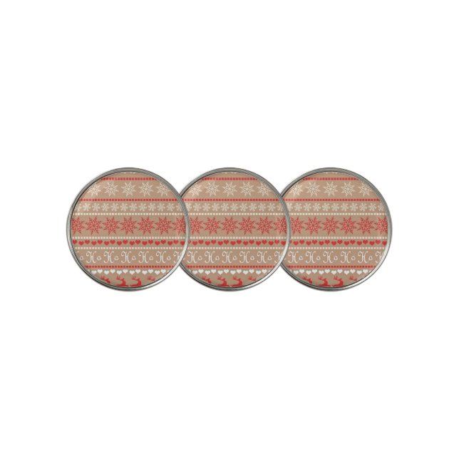 Popular Christmas Holiday pattern Golf Ball Marker (3 Up)