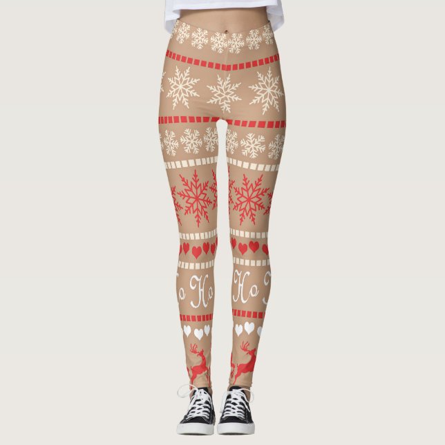 Popular Christmas Holiday pattern Leggings (Front)