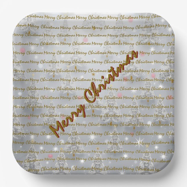 Popular Christmas Luxury Christmas Trees Paper Plates (Front)