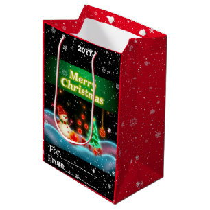 Popular Christmas Neon Holiday Collection Medium Gift Bag