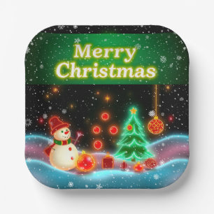 Popular Christmas Neon Holiday Collection Paper Plates