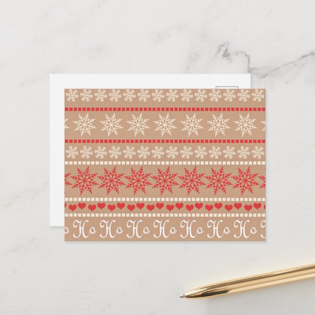 Popular Christmas Pattern Holiday Postcard (Front/Back In Situ)