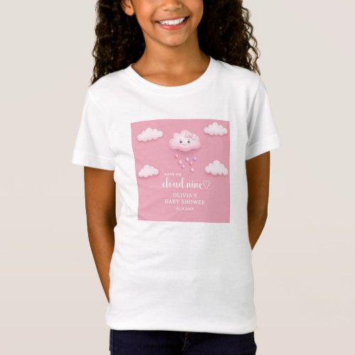 Popular cloud theme girl Baby Shower pink  T_Shirt