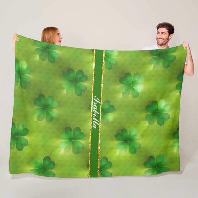 Popular Clover 4 Lists Green Collection Fleece Blanket (In Situ)