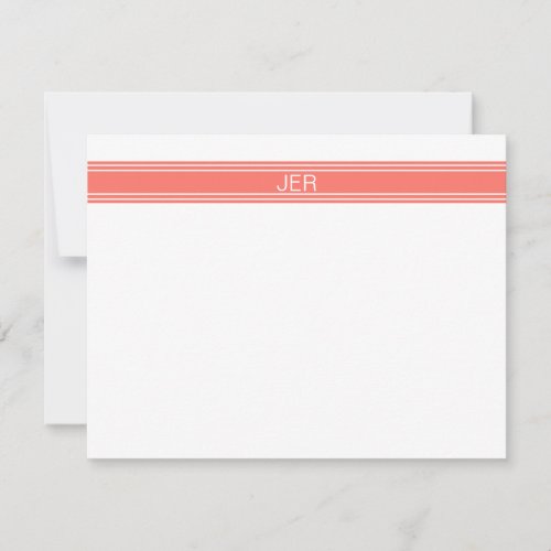 Popular Coral Personalized Monogram Name Initials Note Card