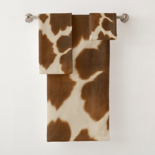 Popular Cow Faux Leather Elegant Collection Bath Towel Set