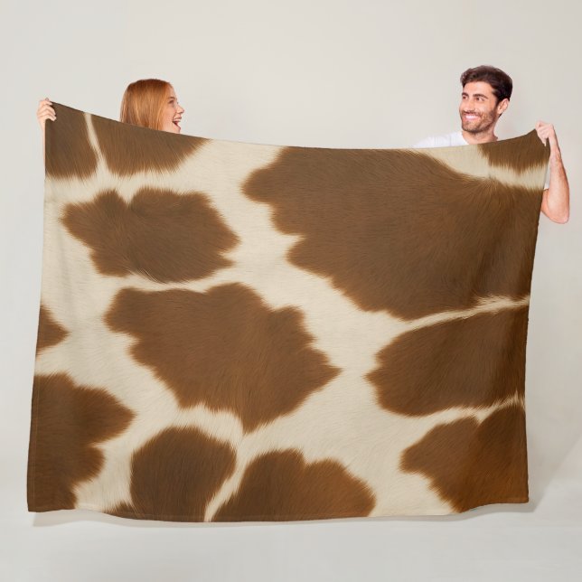 Popular Cow Faux Leather Elegant Collection Fleece Blanket (In Situ)