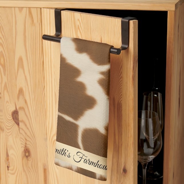 Popular Cow Faux Leather Elegant Collection Kitchen Towel (Thirds Fold)