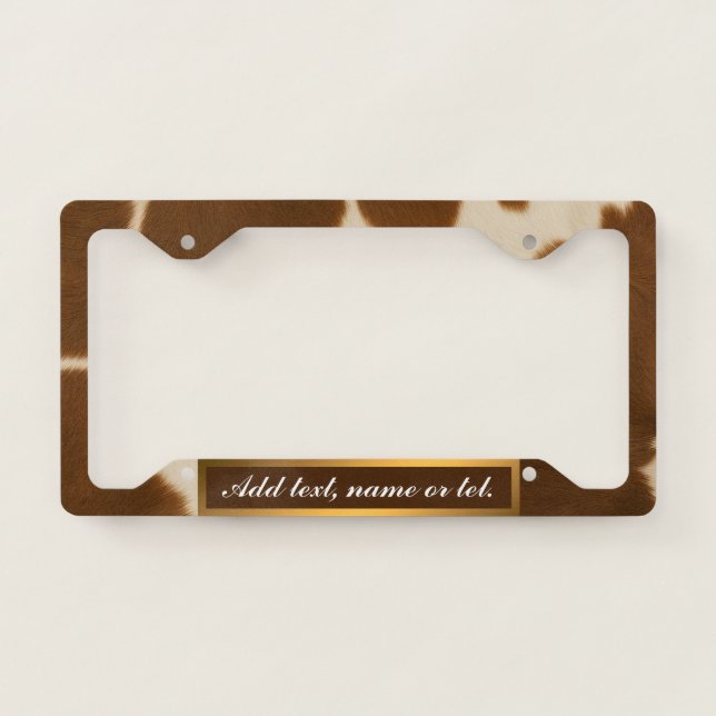 Popular Cow Faux Leather Elegant Collection License Plate Frame (Front)