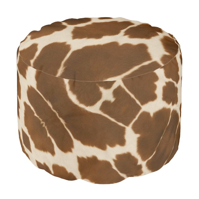Popular Cow Faux Leather Elegant Collection Pouf (Angled Front)