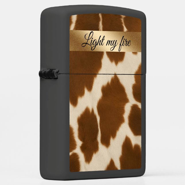 Popular Cow Faux Leather Elegant Collection Zippo Lighter (Right)