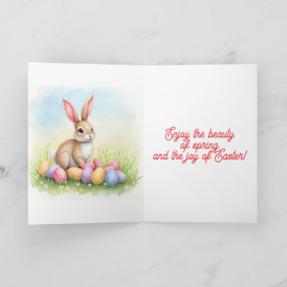 Popular Cute Easter Bunny And Eggs Collection Holiday Card