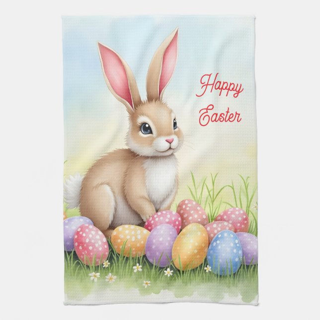 Popular Cute Easter Bunny And Eggs Collection Kitchen Towel (Vertical)