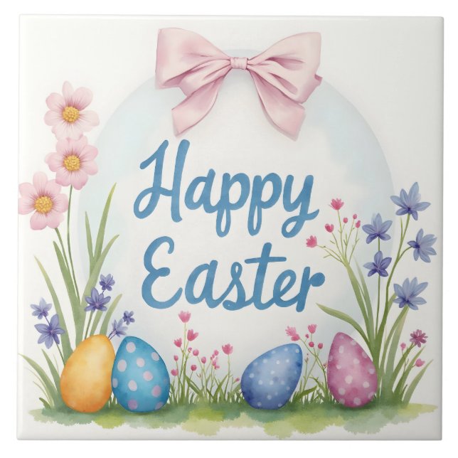 Popular Easter Eggs Beautiful Collection Ceramic Tile (Front)